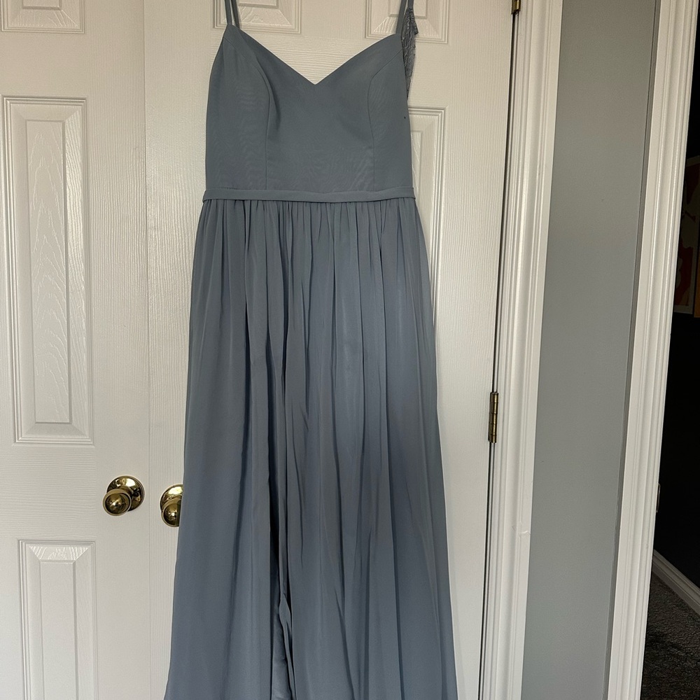 Azazie Elegant Dusty Blue Evening Gown